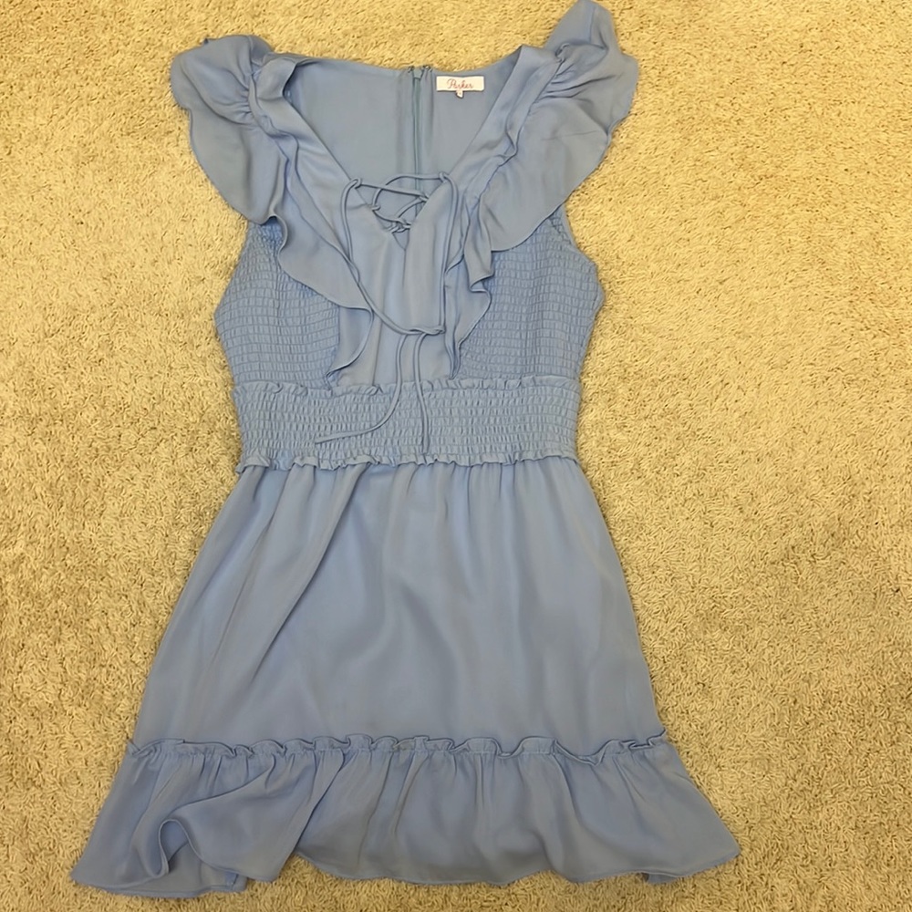 Parker Blue lace up top Mini Dress